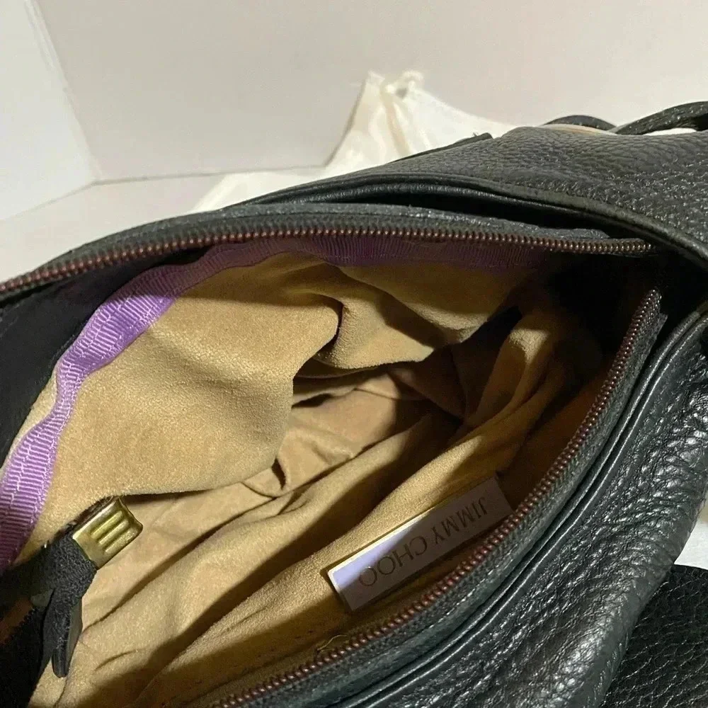 Jimmy Choo black leather hobo handbag